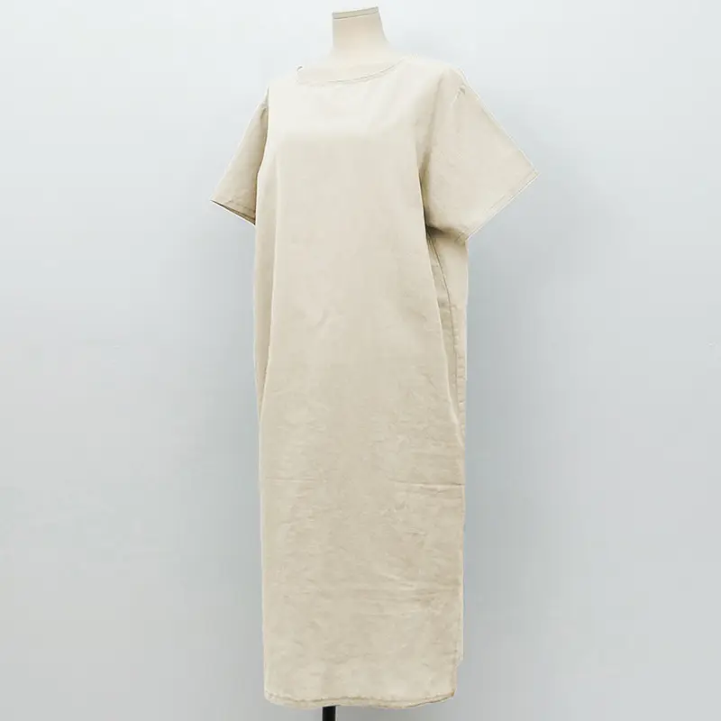Women Cotton Linen Long Dress Pink Loose Fit Casual