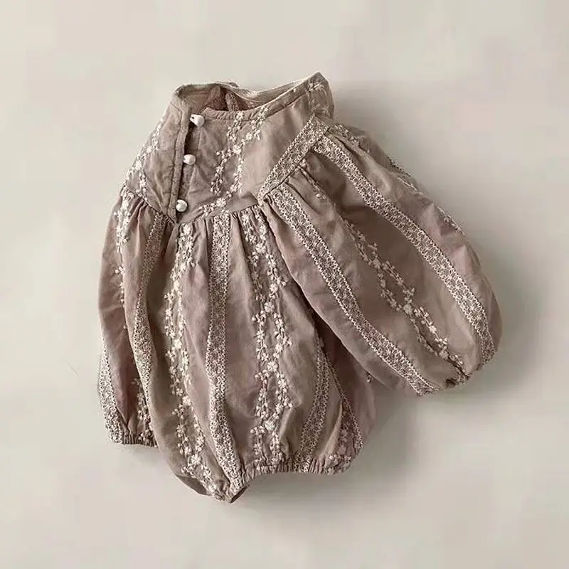 Korean Style Embroidered Princess Romper for Girls 100-Day Old