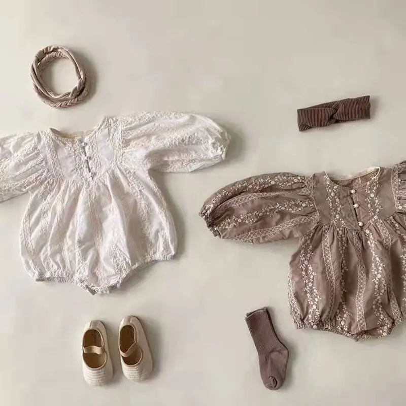Korean Style Embroidered Princess Romper for Girls 100-Day Old