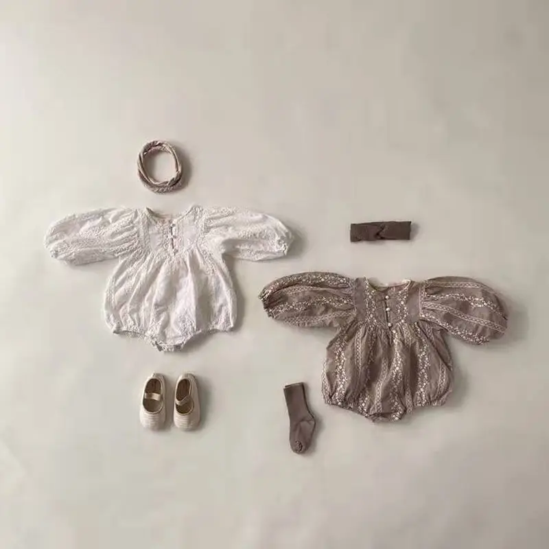 Korean Style Embroidered Princess Romper for Girls 100-Day Old