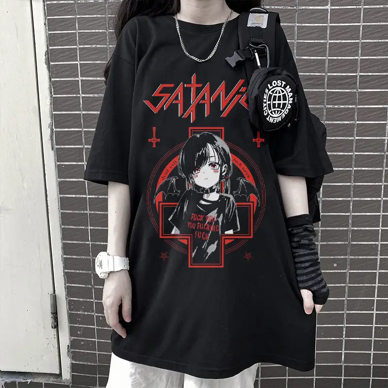 Anime Printed Loose Fit Women T-Shirt White - Image 6
