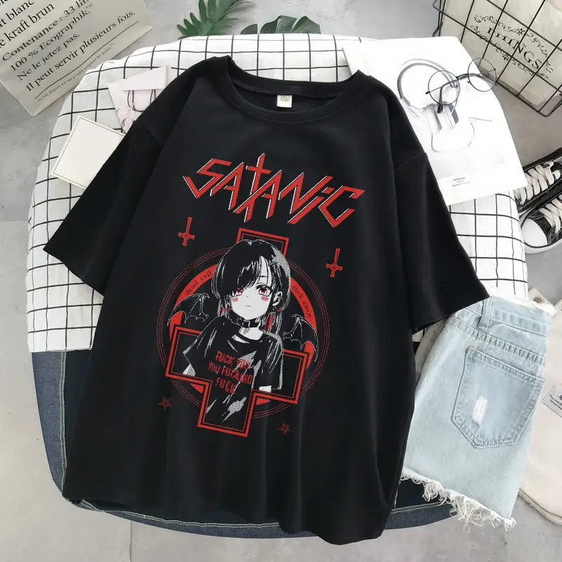 Anime Printed Loose Fit Women T-Shirt White - Image 7