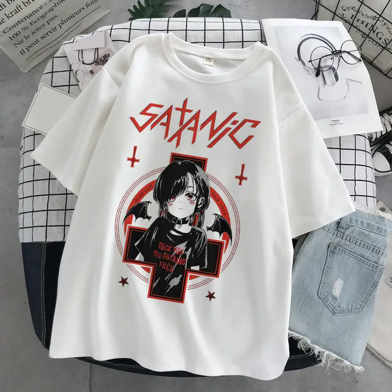 Anime Printed Loose Fit Women T-Shirt White - Image 2