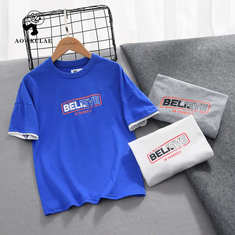 Boys Grey T-Shirt Short Sleeve Cotton Print
