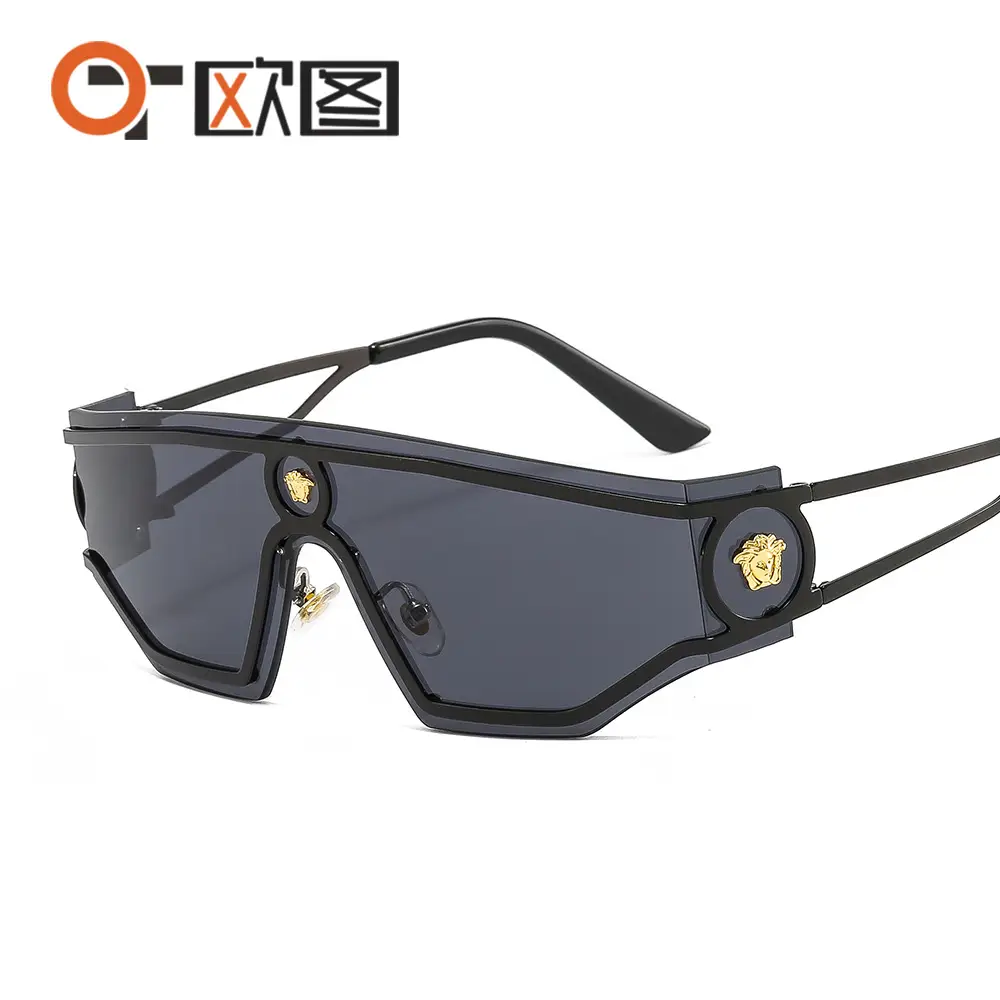 New Human Head Conjoined Metal Sunglasses for Men Women