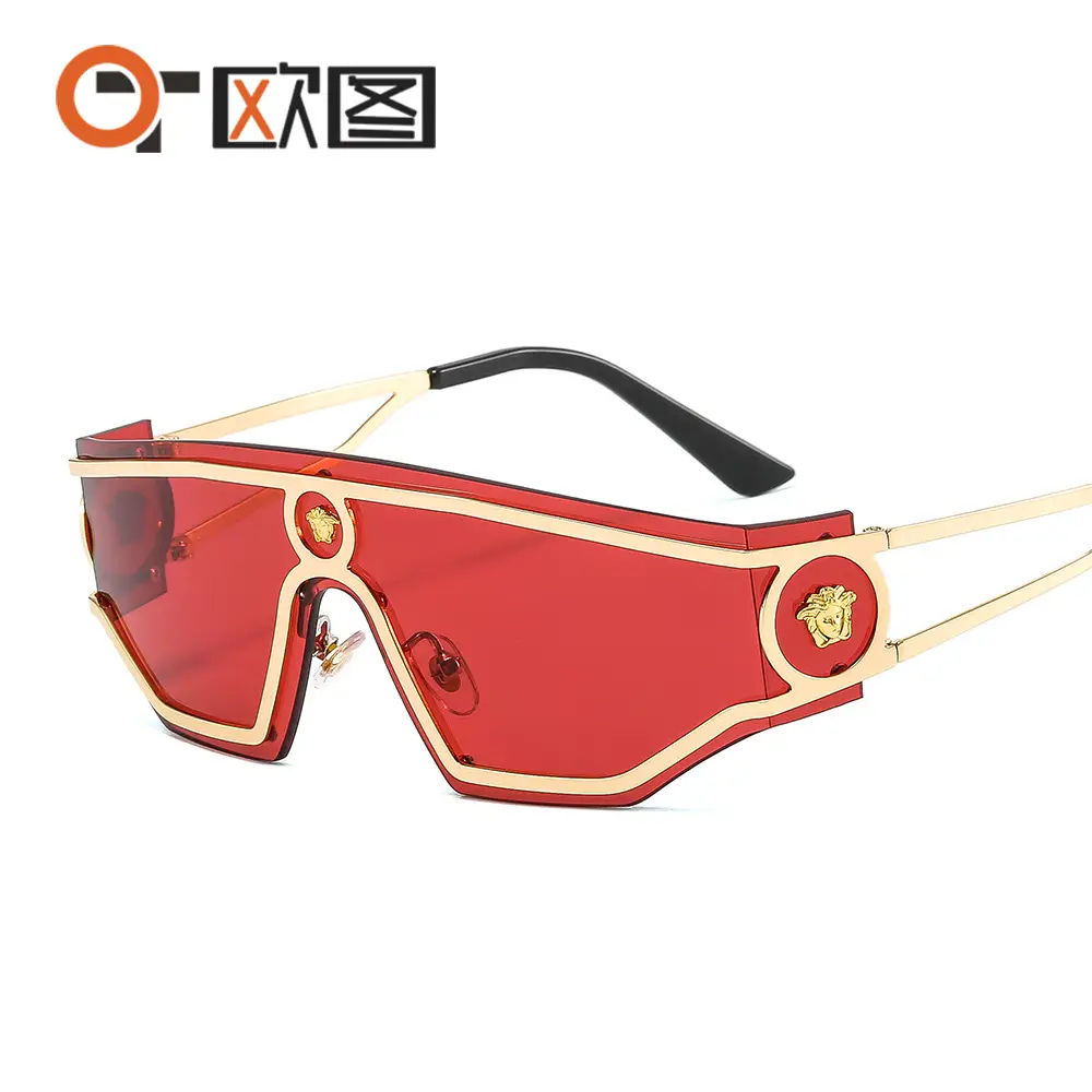 New Human Head Conjoined Metal Sunglasses for Men Women