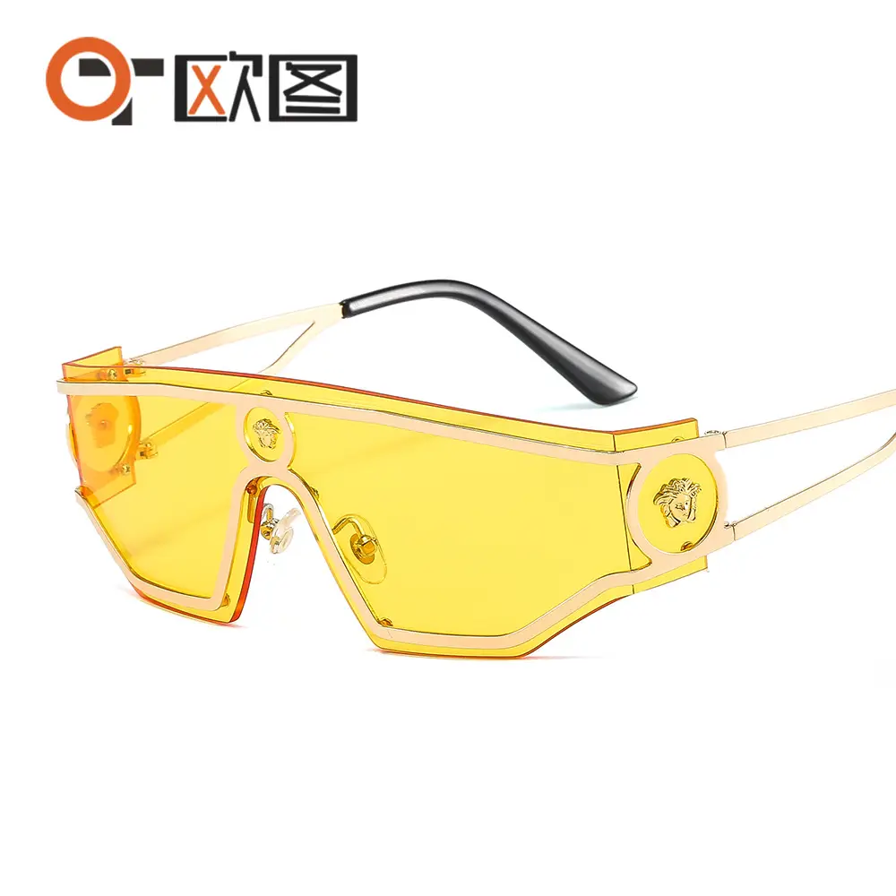 New Human Head Conjoined Metal Sunglasses for Men Women