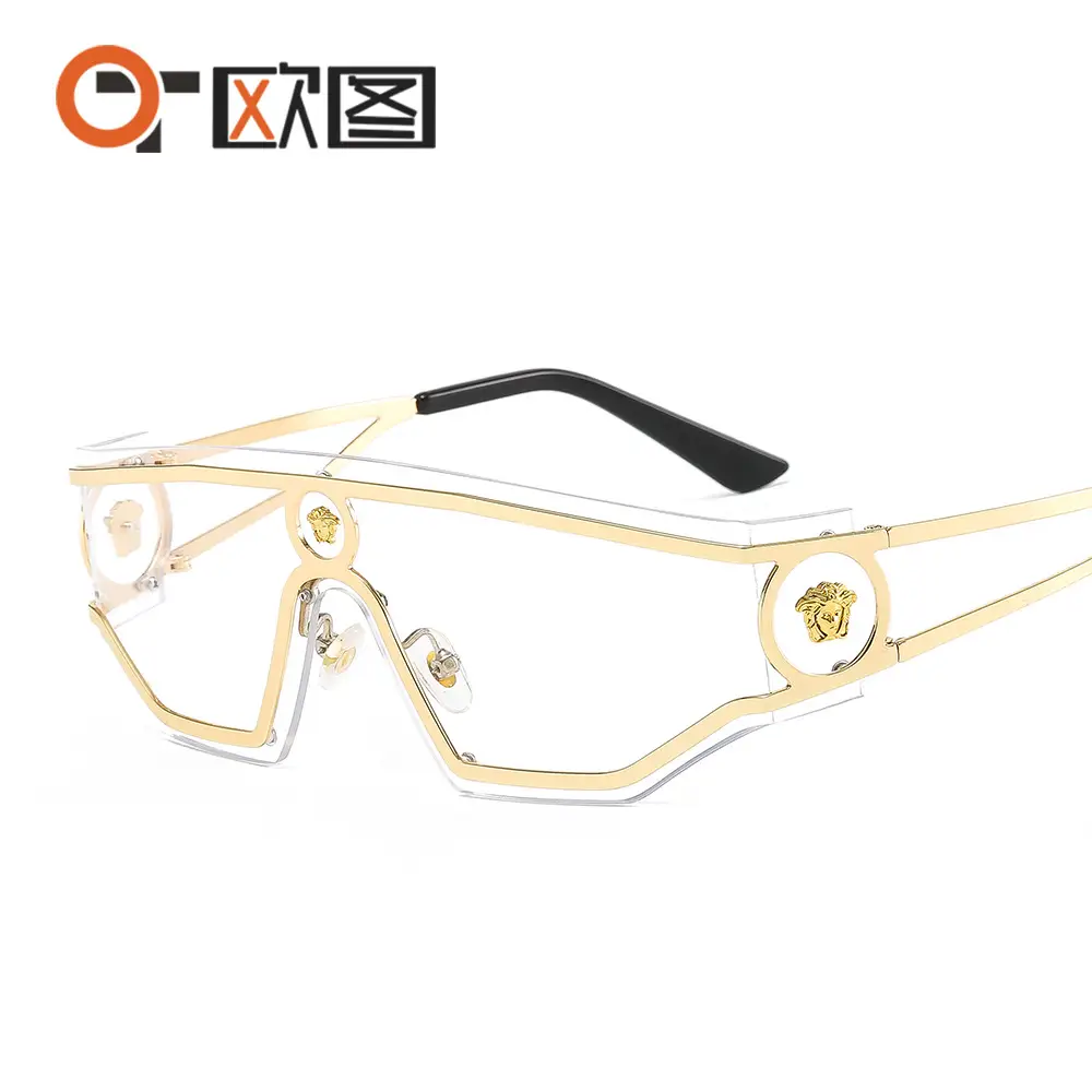 New Human Head Conjoined Metal Sunglasses for Men Women
