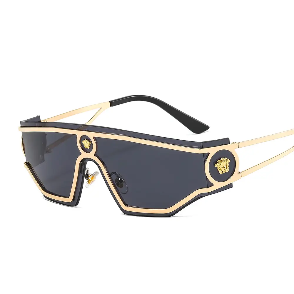 New Human Head Conjoined Metal Sunglasses for Men Women