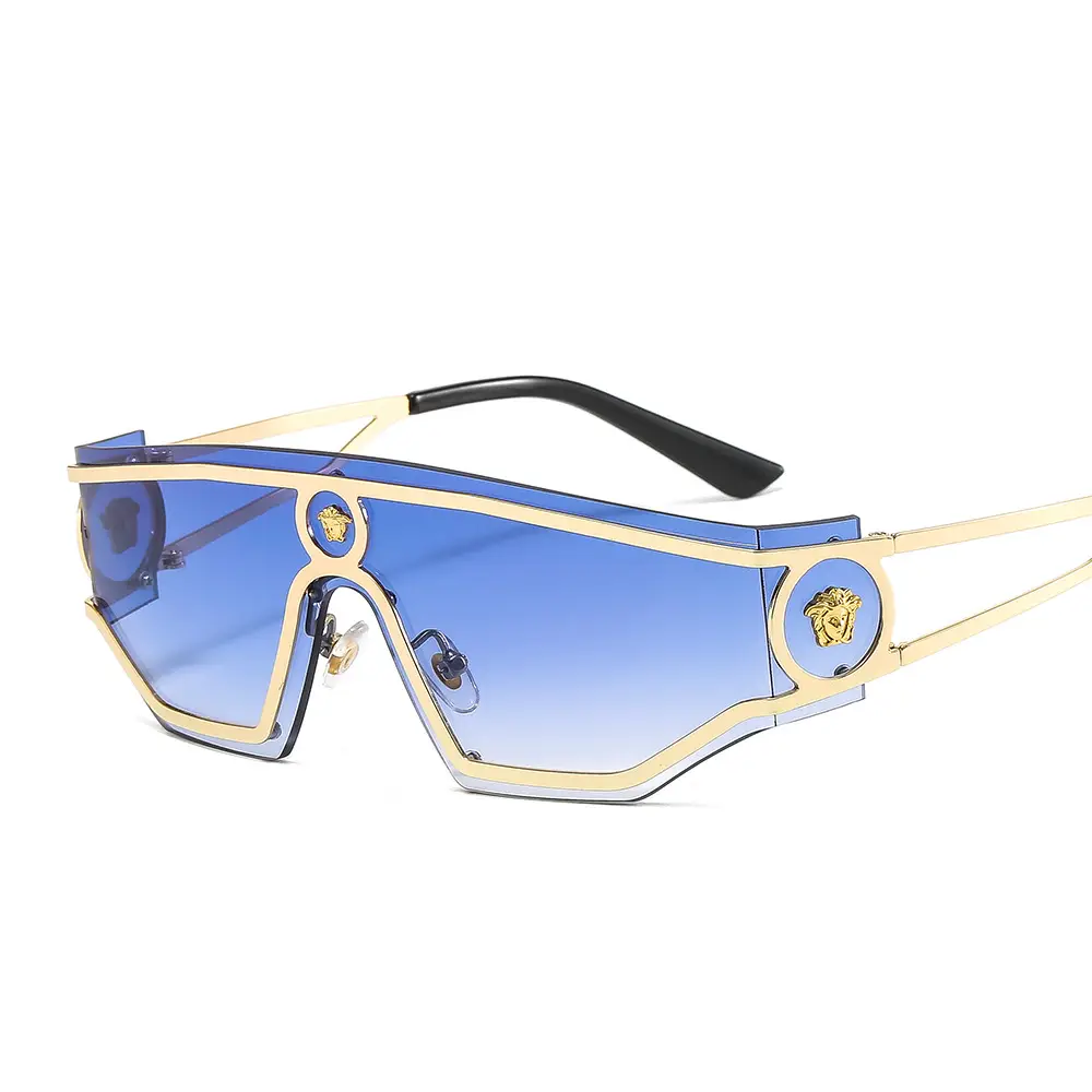 New Human Head Conjoined Metal Sunglasses for Men Women