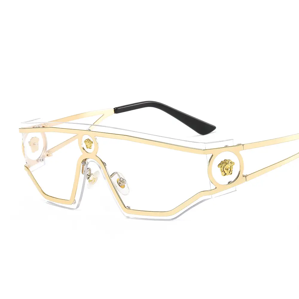 New Human Head Conjoined Metal Sunglasses for Men Women
