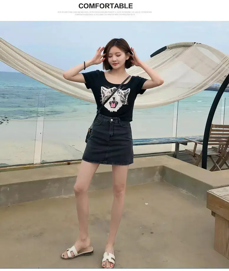Women High Waist Denim Skirt Black Summer 2022 — feature 10