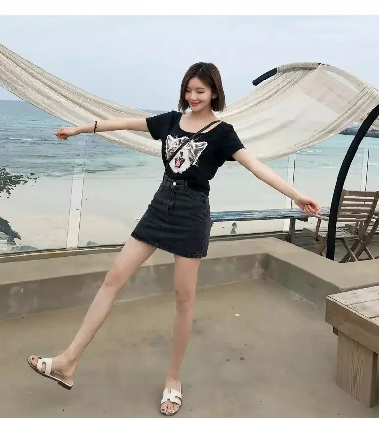 Women High Waist Denim Skirt Black Summer 2022 — feature 7