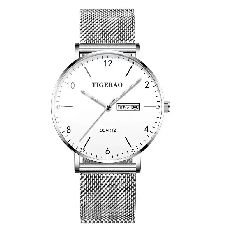 Figerao Men's Black Quartz Leather Band Watch