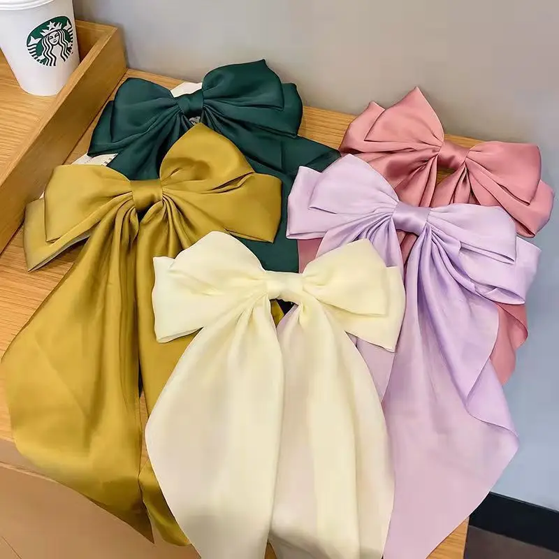 White Satin Bow Hair Clip for Women - Image 28