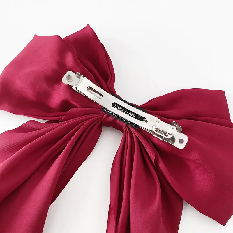 White Satin Bow Hair Clip for Women - Image 29