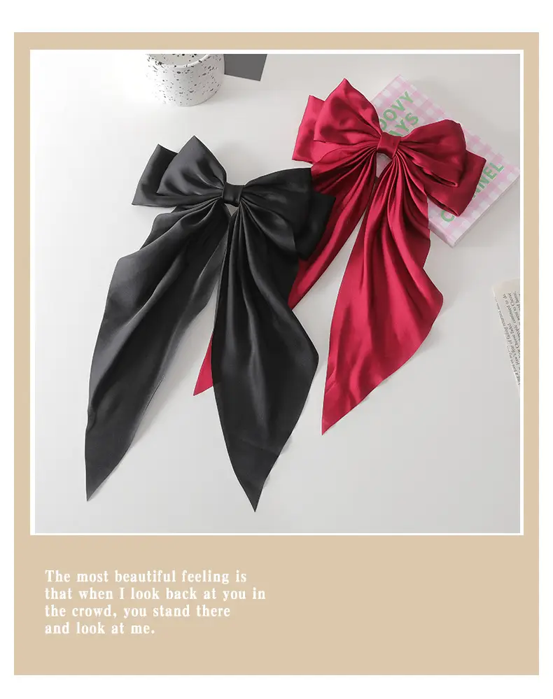 White Satin Bow Hair Clip for Women — feature 11