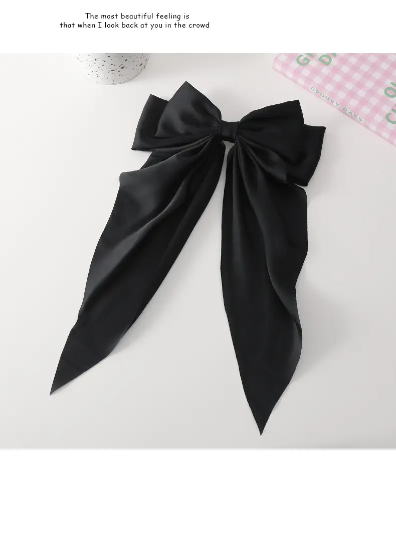White Satin Bow Hair Clip for Women — feature 13