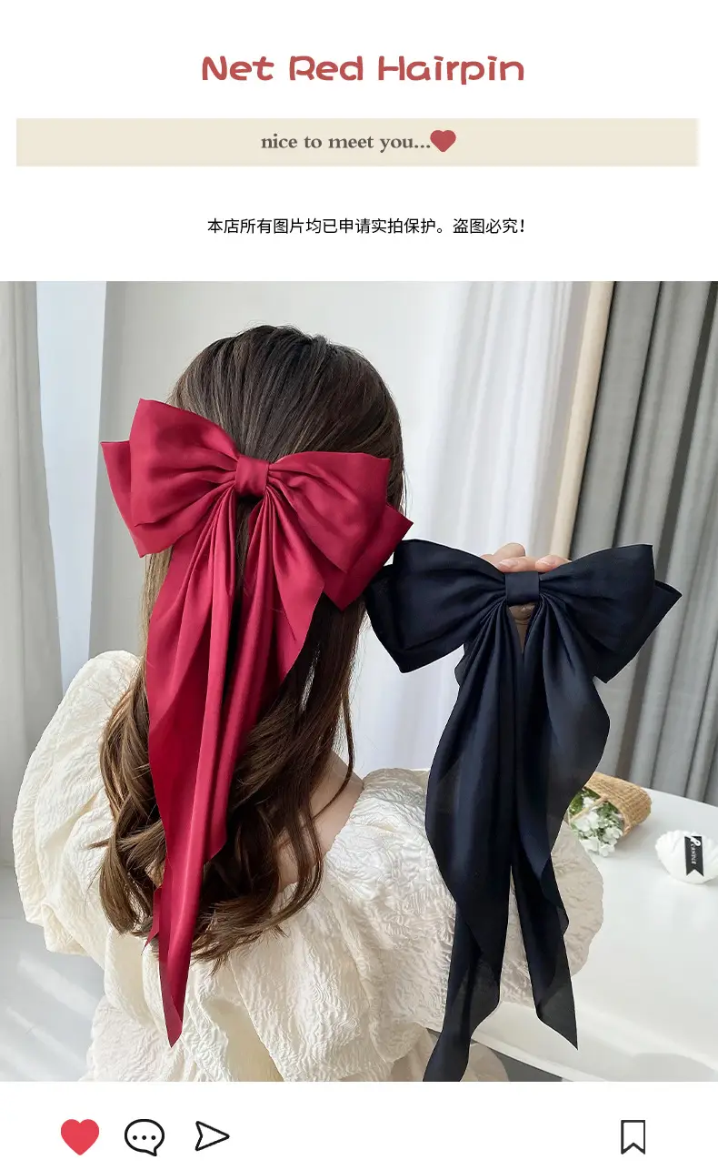 White Satin Bow Hair Clip for Women — feature 3