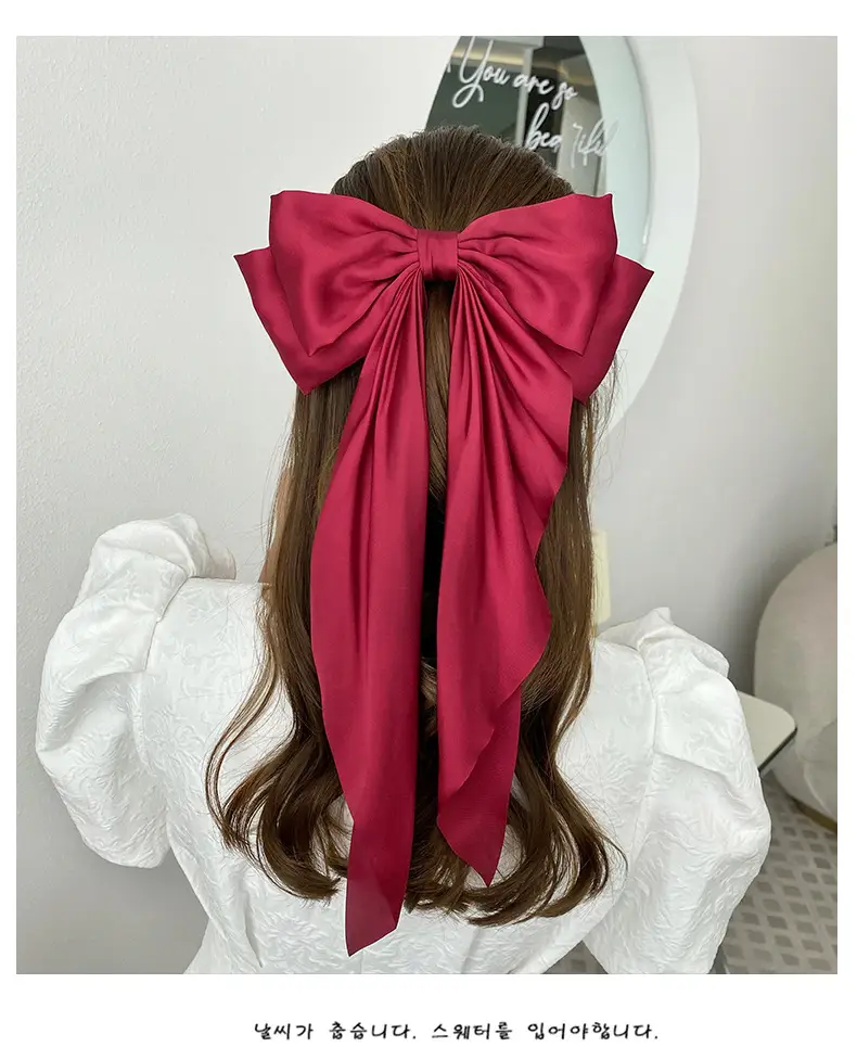 White Satin Bow Hair Clip for Women — feature 4