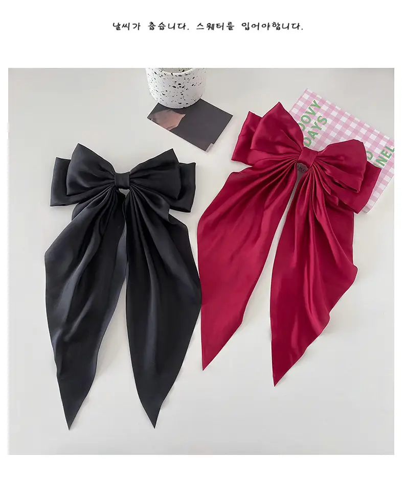 White Satin Bow Hair Clip for Women — feature 6