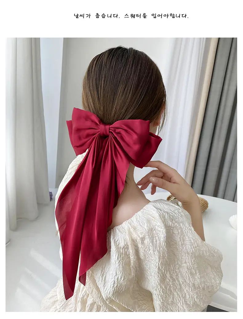 White Satin Bow Hair Clip for Women — feature 8