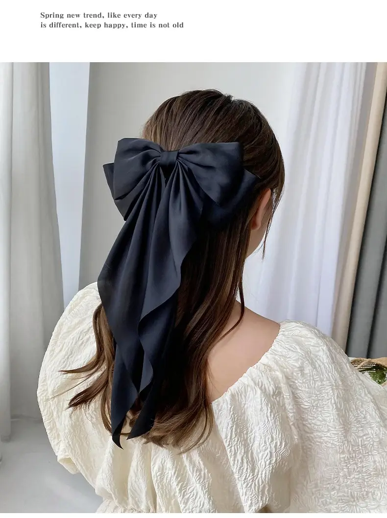 White Satin Bow Hair Clip for Women — feature 9