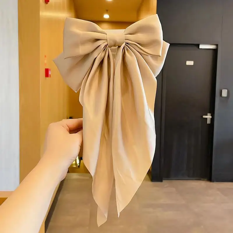 White Satin Bow Hair Clip for Women - Image 11