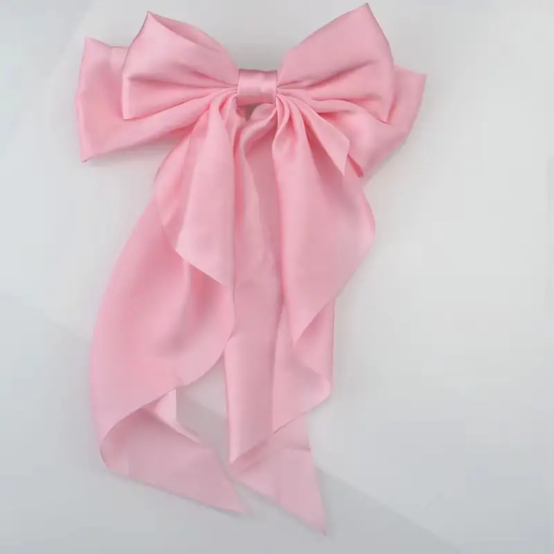White Satin Bow Hair Clip for Women - Image 13