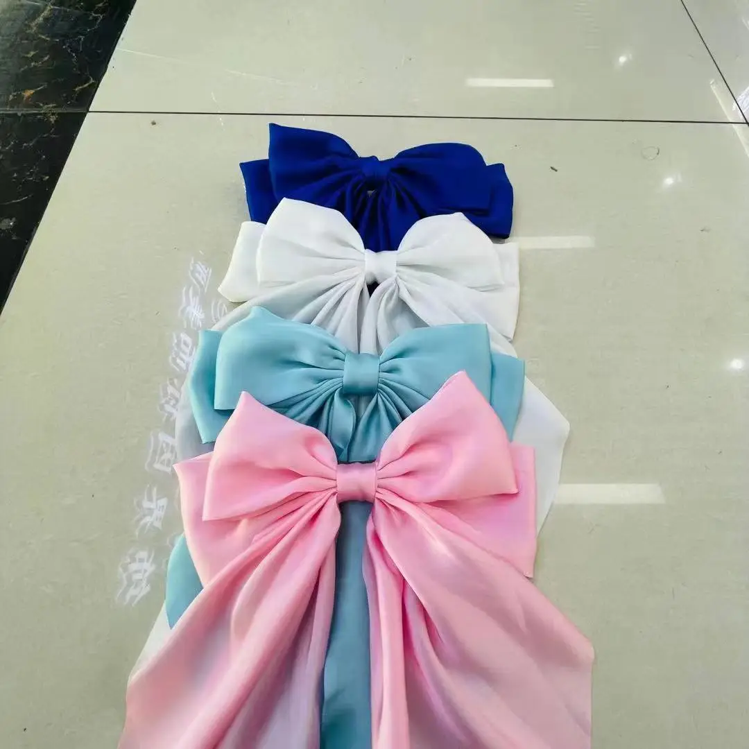 White Satin Bow Hair Clip for Women - Image 14