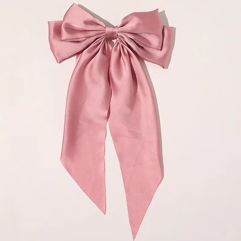 White Satin Bow Hair Clip for Women - Image 16