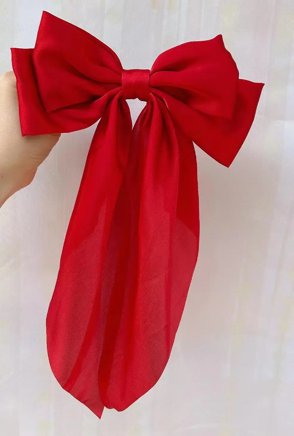 White Satin Bow Hair Clip for Women - Image 17