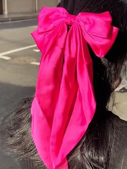 White Satin Bow Hair Clip for Women - Image 20