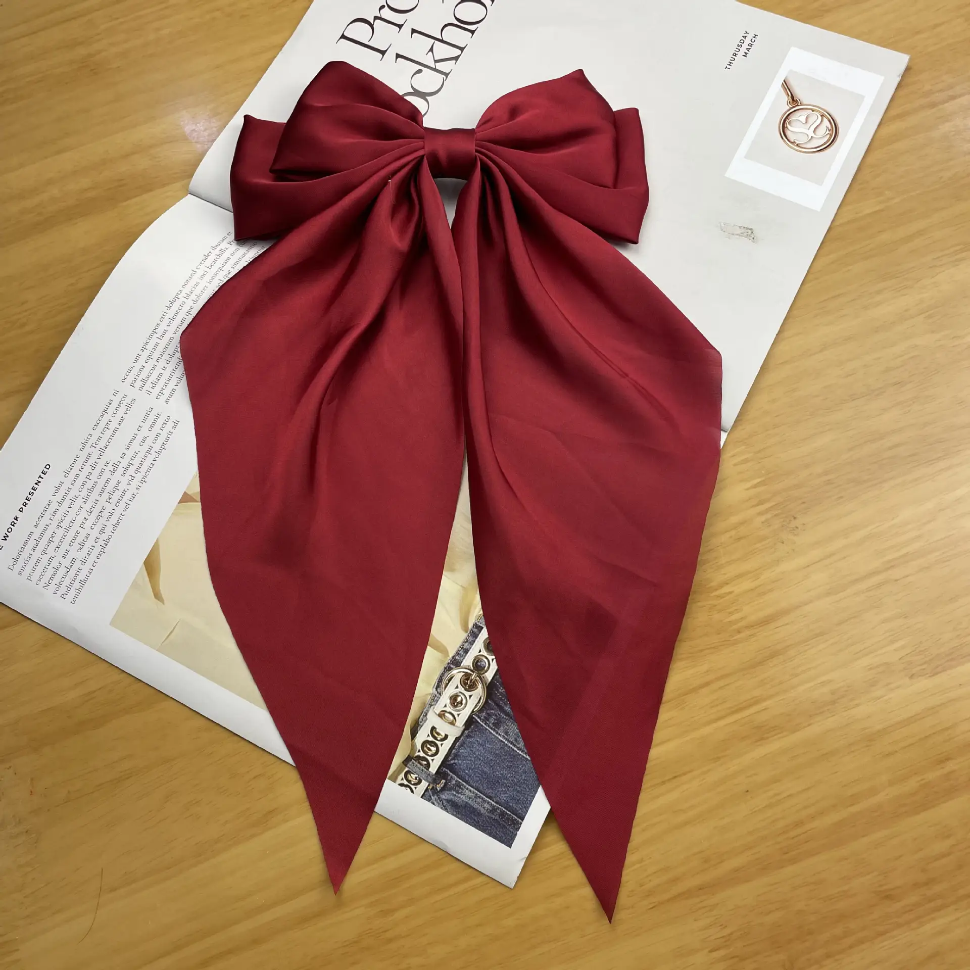 White Satin Bow Hair Clip for Women - Image 21
