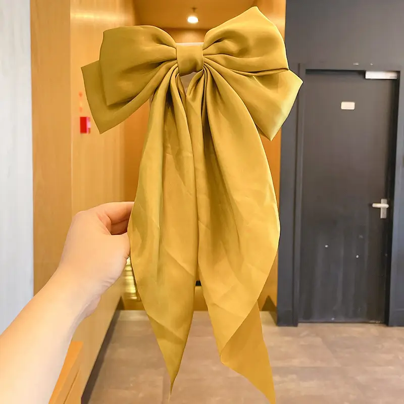 White Satin Bow Hair Clip for Women - Image 3