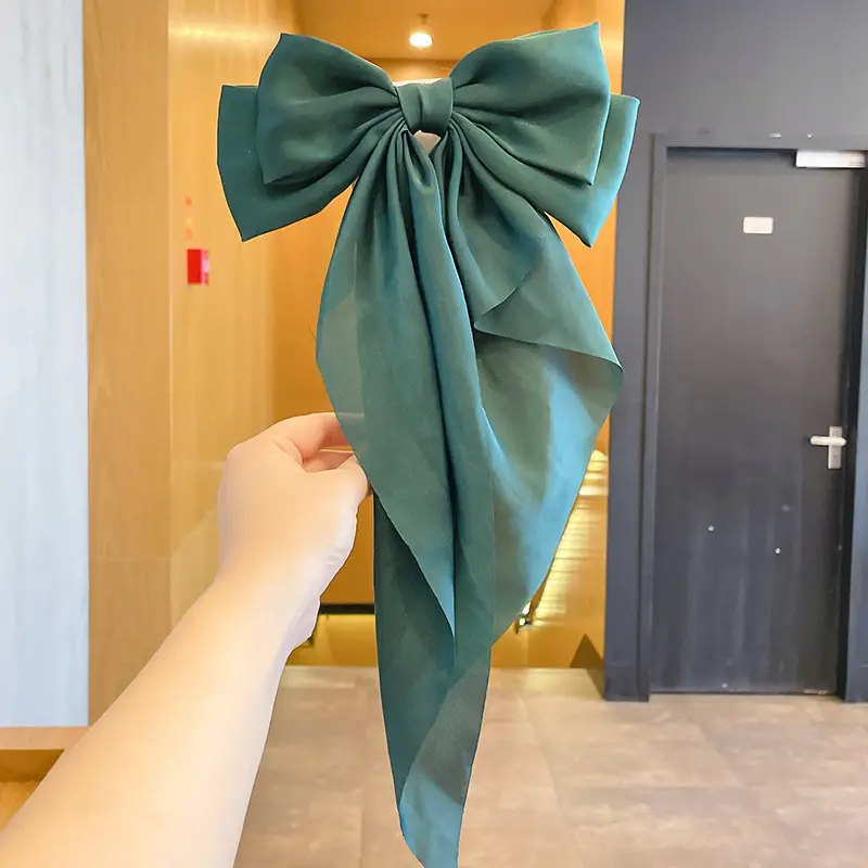 White Satin Bow Hair Clip for Women - Image 6