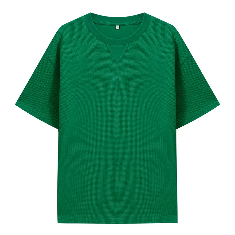 Dengjue Men's 220g Waffle Cotton Crewneck T-Shirt Solid Color - Image 6