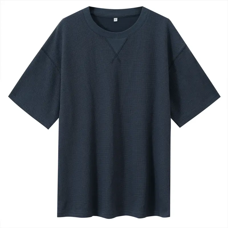 Dengjue Men's 220g Waffle Cotton Crewneck T-Shirt Solid Color - Image 7