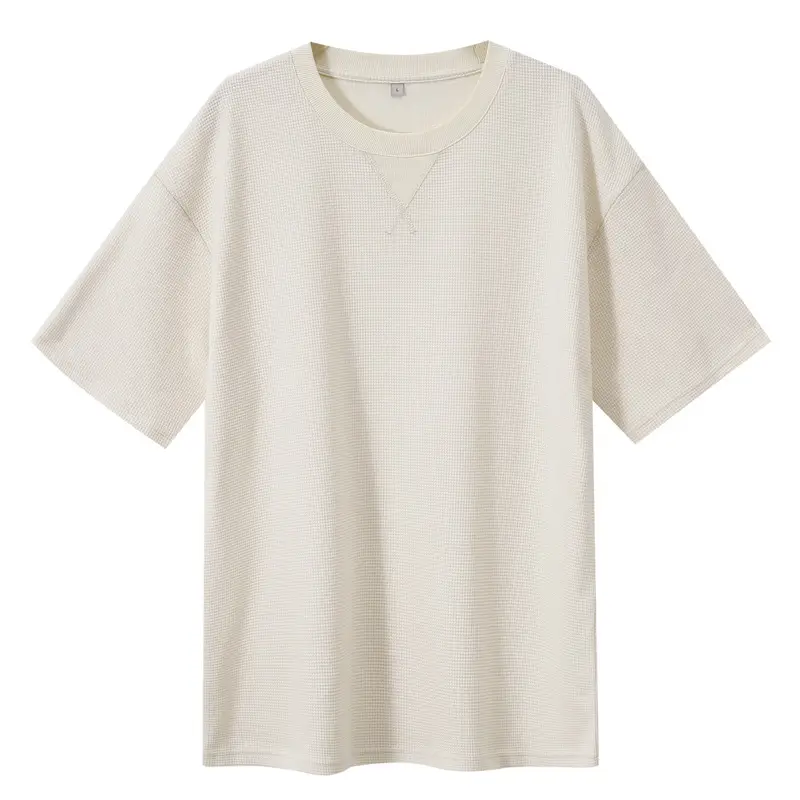 Dengjue Men's 220g Waffle Cotton Crewneck T-Shirt Solid Color - Image 8