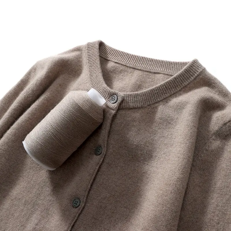 Women's Grey Knitted Cardigan Long Sleeve Plus Size - Image 17