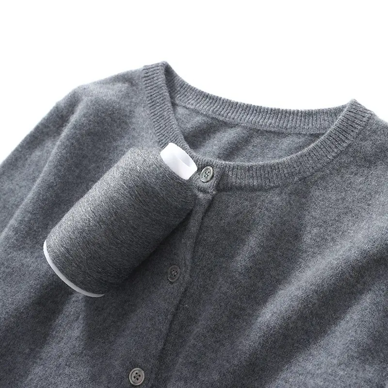 Women's Grey Knitted Cardigan Long Sleeve Plus Size - Image 19