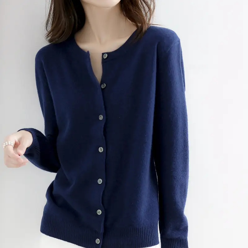 Women's Grey Knitted Cardigan Long Sleeve Plus Size - Image 3