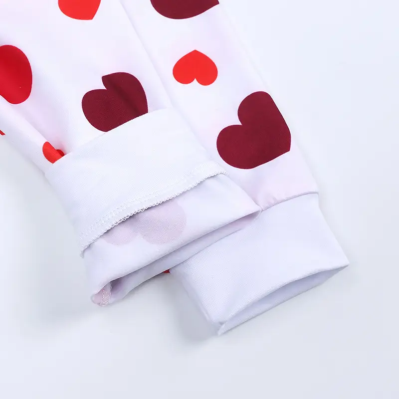 Kids Love Pattern Pajama Set White Red Heart Print