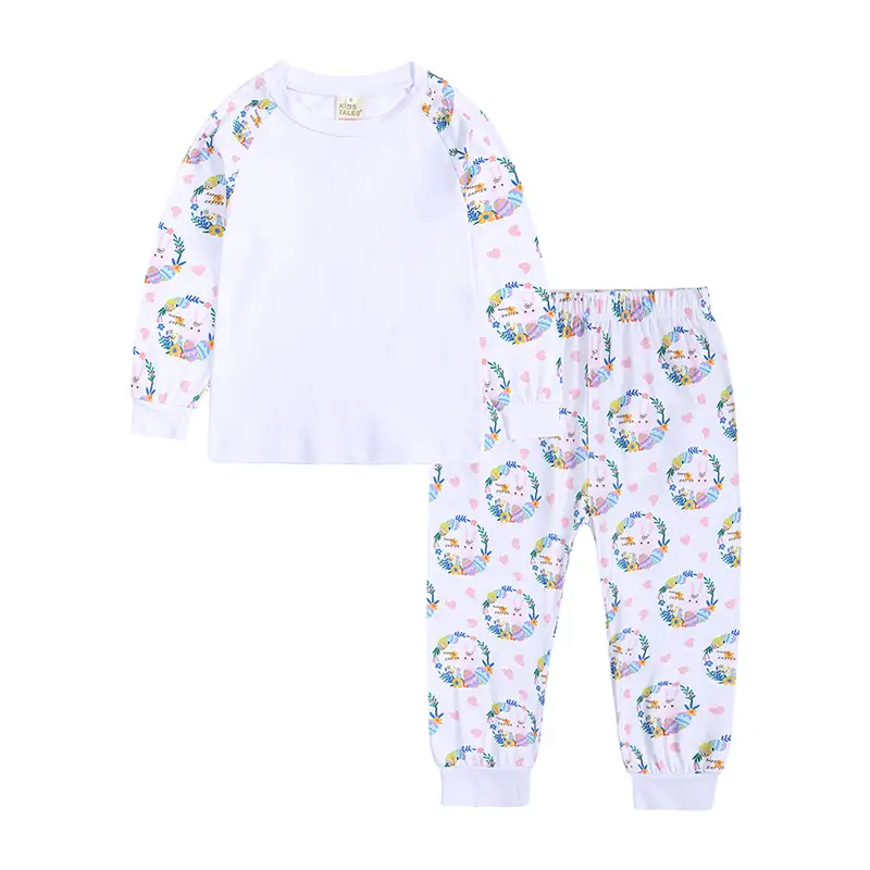 Kids Love Pattern Pajama Set White Red Heart Print