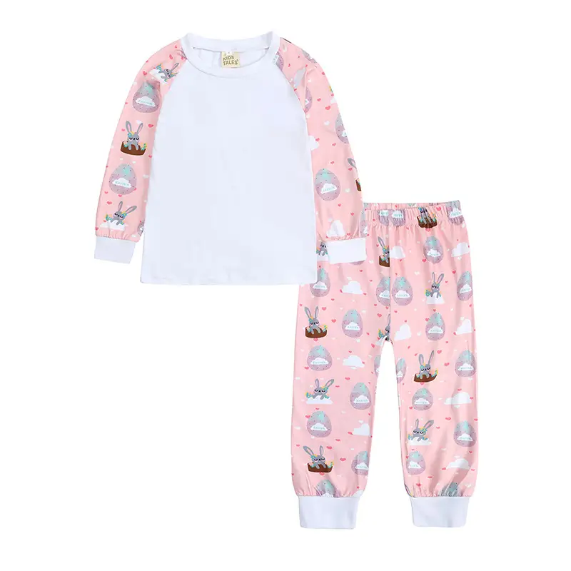 Kids Love Pattern Pajama Set White Red Heart Print