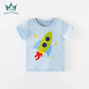 Children Summer Cotton T-Shirt Light Blue Round Neck — feature 12