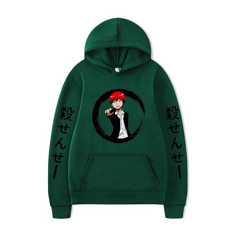 Japanese Anime Hoodie Green 2D Printed Loose Fit - Image 20