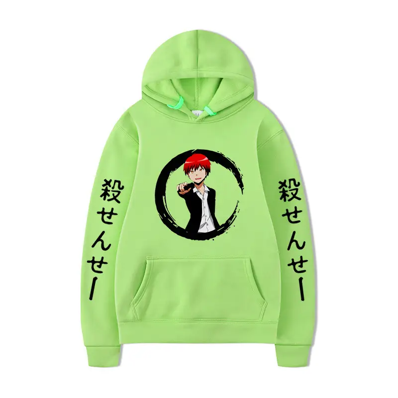 Japanese Anime Hoodie Green 2D Printed Loose Fit - Image 22