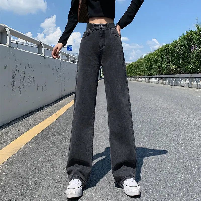 Women's Dark Gray Wide Leg Jeans Spring 2022 - Image 3