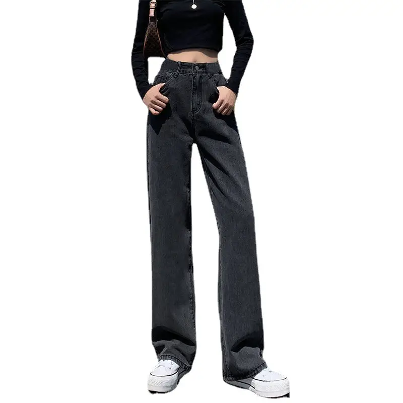 Women's Dark Gray Wide Leg Jeans Spring 2022 - Image 12